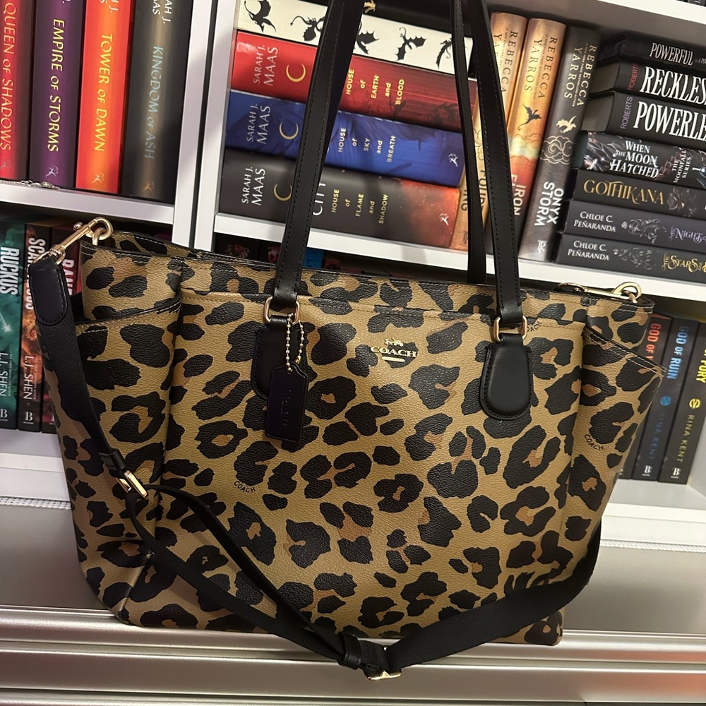 Coach Brown and Black Leopard Print Tote